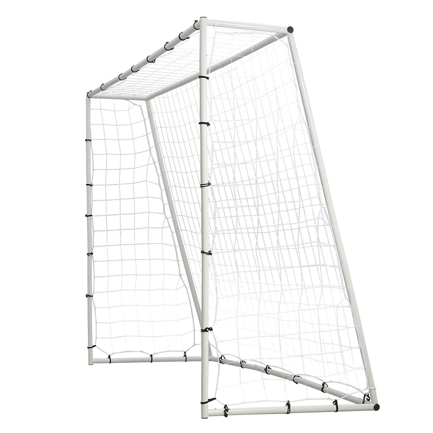 Fußball-Rebound-Trainer, 2,44 x 1,83 m großes Fußball-Trainingsgerät aus Eisen, Sport-Fußball-Rebounder-Wand mit doppelseitigem Sprungnetz und Tor, perfekt für Hinterhof-Training, Solo-Training, Passen