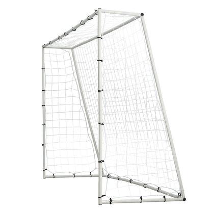 Fußball-Rebound-Trainer, 2,44 x 1,83 m großes Fußball-Trainingsgerät aus Eisen, Sport-Fußball-Rebounder-Wand mit doppelseitigem Sprungnetz und Tor, perfekt für Hinterhof-Training, Solo-Training, Passen