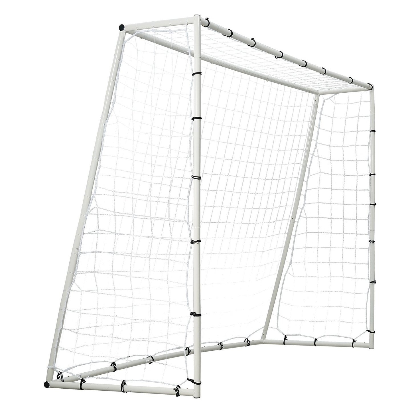 Fußball-Rebound-Trainer, 2,44 x 1,83 m großes Fußball-Trainingsgerät aus Eisen, Sport-Fußball-Rebounder-Wand mit doppelseitigem Sprungnetz und Tor, perfekt für Hinterhof-Training, Solo-Training, Passen