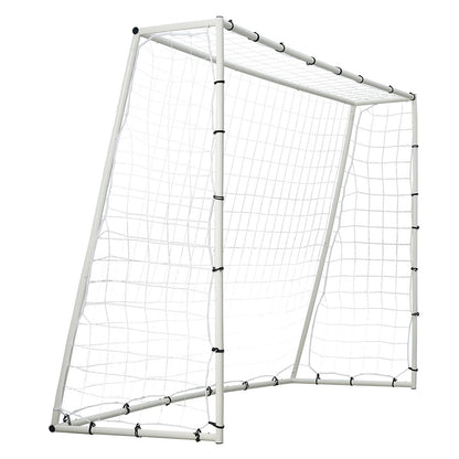 Fußball-Rebound-Trainer, 2,44 x 1,83 m großes Fußball-Trainingsgerät aus Eisen, Sport-Fußball-Rebounder-Wand mit doppelseitigem Sprungnetz und Tor, perfekt für Hinterhof-Training, Solo-Training, Passen