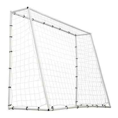 Fußball-Rebound-Trainer, 2,44 x 1,83 m großes Fußball-Trainingsgerät aus Eisen, Sport-Fußball-Rebounder-Wand mit doppelseitigem Sprungnetz und Tor, perfekt für Hinterhof-Training, Solo-Training, Passen