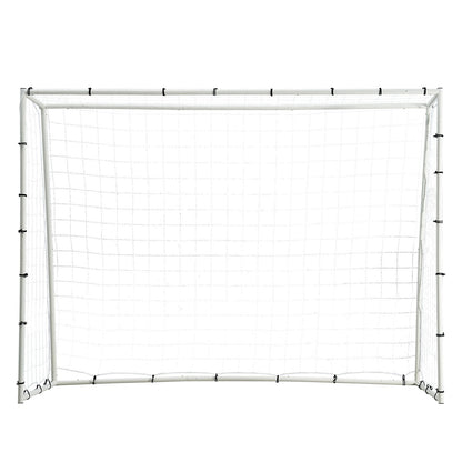 Fußball-Rebound-Trainer, 2,44 x 1,83 m großes Fußball-Trainingsgerät aus Eisen, Sport-Fußball-Rebounder-Wand mit doppelseitigem Sprungnetz und Tor, perfekt für Hinterhof-Training, Solo-Training, Passen