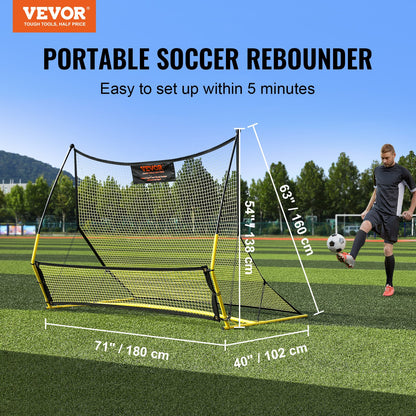 Soccer Trainer, 2-IN-1 Portable Soccer Rebounder Net, 72"x51" Iron Soccer Training Equipment, Sports Soccer Rebounder Wall with Portable Bag, Perfect for Team Solo Training, Passing, Volley