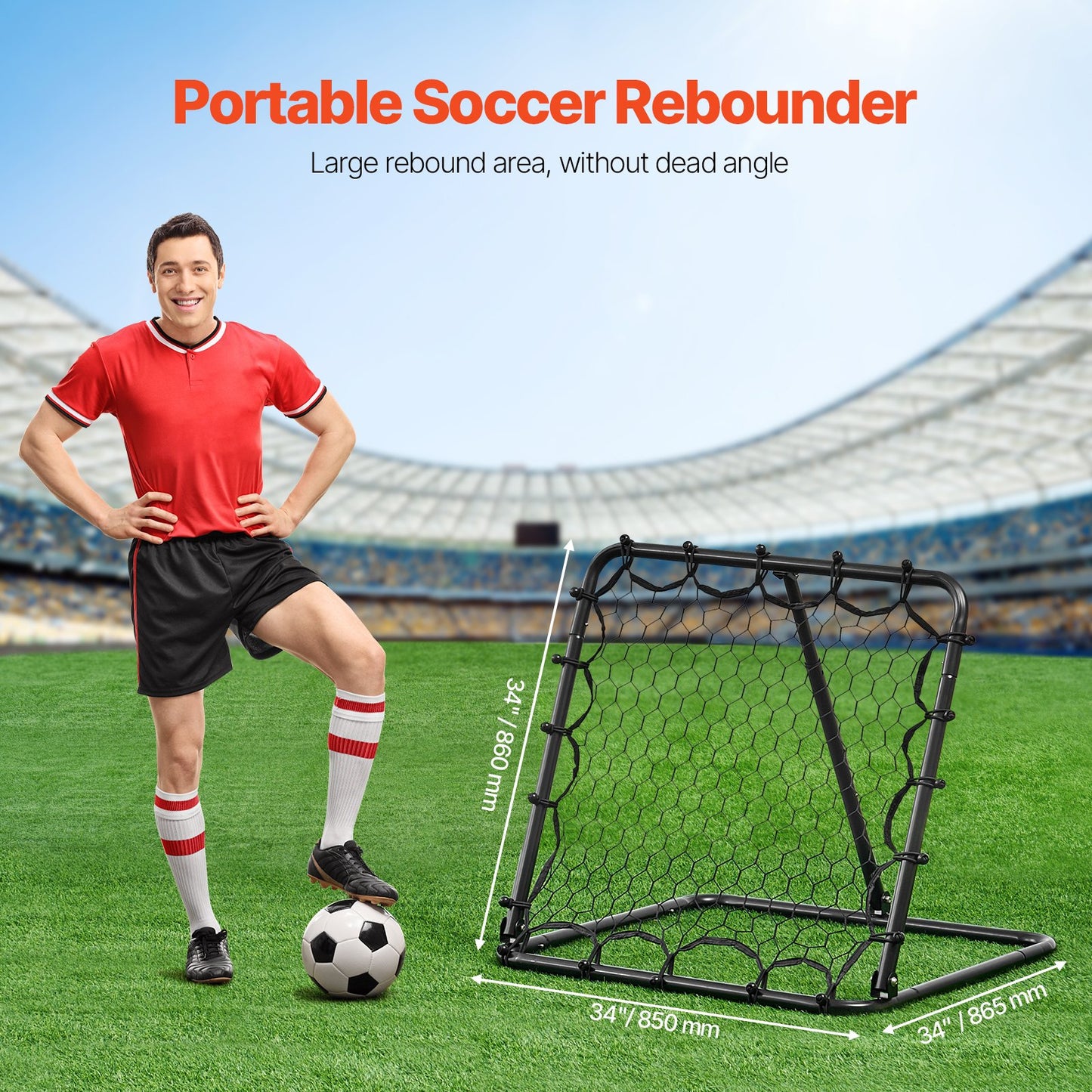 34 "x 34" Fußball Rebounder Net Kick-back Tragbare Fußball Training Geschenke
