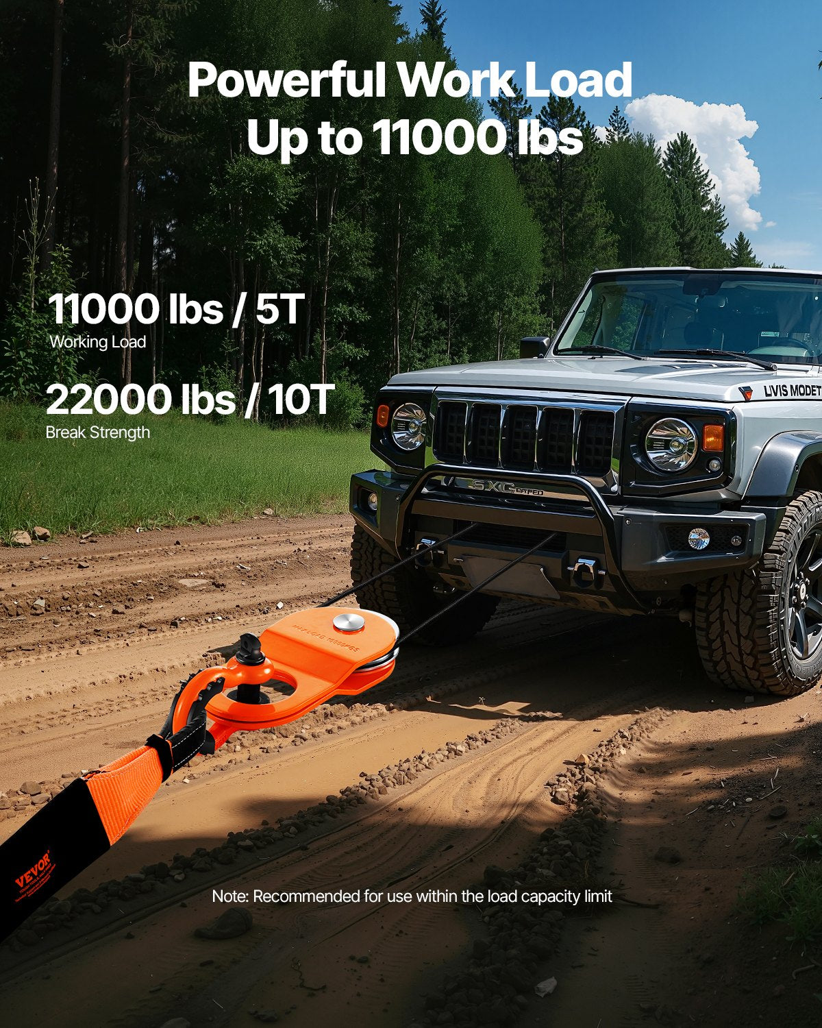 10 Tonnen Bergungsseilwinde Umlenkrolle 22.000 lbs Kapazität Offroad ATV UTV