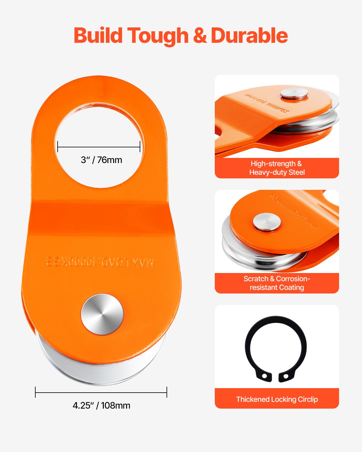 10 Tonnen Bergungsseilwinde Umlenkrolle 22.000 lbs Kapazität Offroad ATV UTV