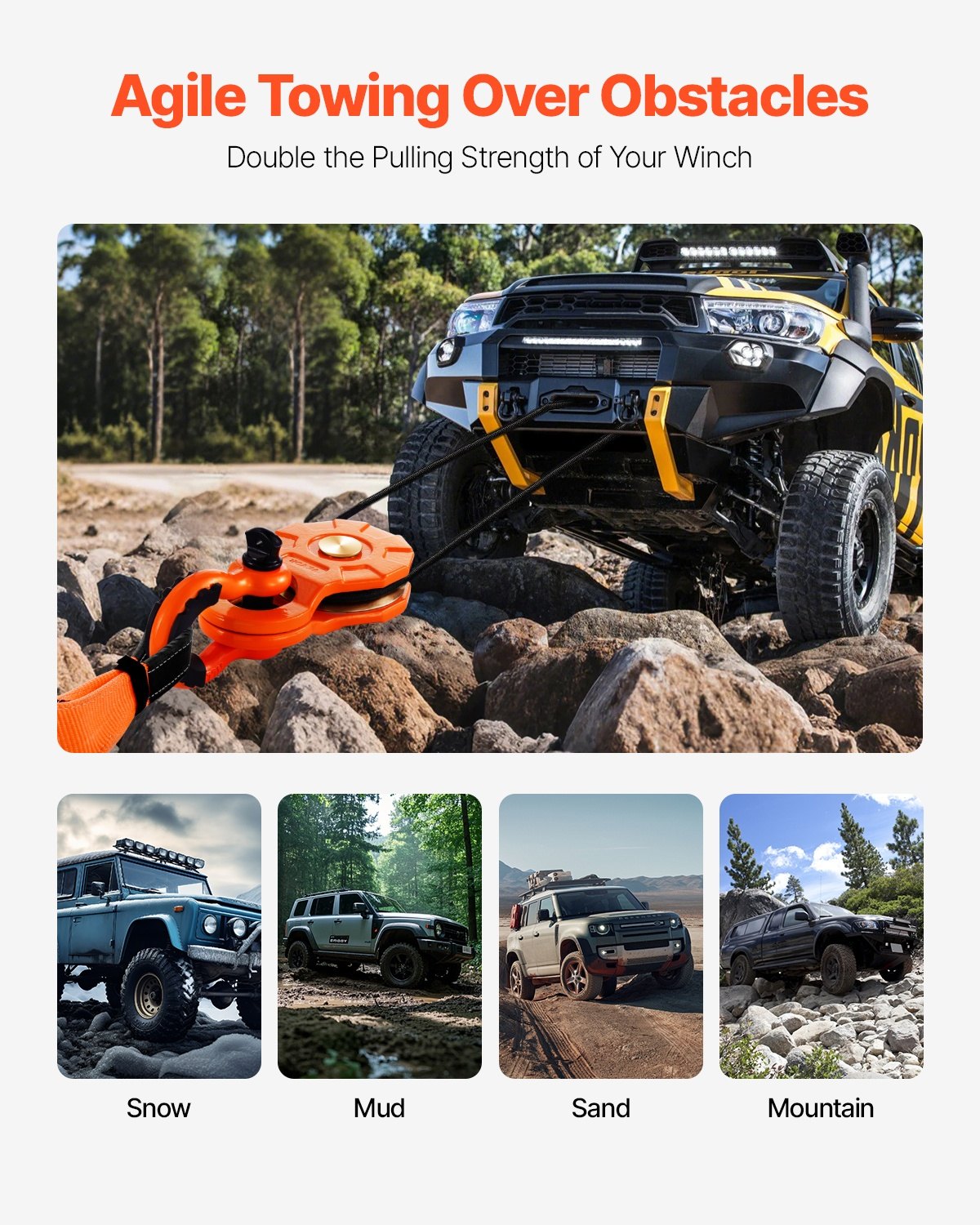 10 Tonnen Bergungsseilwinde Umlenkrolle 22.000 lbs Kapazität Offroad ATV UTV