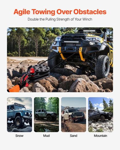 14.5 Ton Snatch Block for Winch Recovery, Heavy Duty 32,000 lbs Break Strength, Work with 3/8 inch Rope, Compact Offroad Recovery Accessory for Towing & Recovery on Truck, Tractor, ATV & UTV