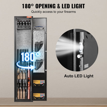 Gun Safe Rifle Safe med fingeravtryckslås för 5 gevär och 4 pistoler