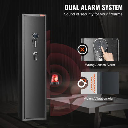 7-8 Rifles Vapenskåp, gevärsskåp med digital knappsats och lås, pistolförvaringsskåp för hagelgevär med inbyggt förvaringsskåp, flyttbar förvaringshylla för hemlångt vapen och pistoler