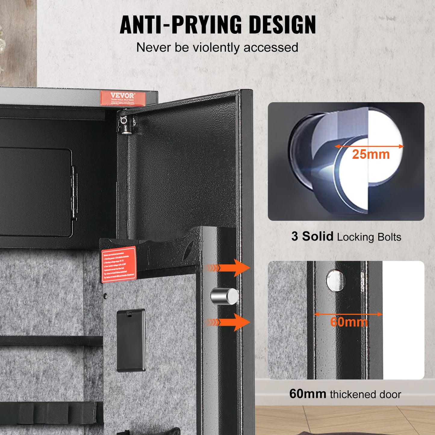 7-8 Rifles Vapenskåp, gevärsskåp med digital knappsats och lås, pistolförvaringsskåp för hagelgevär med inbyggt förvaringsskåp, flyttbar förvaringshylla för hemlångt vapen och pistoler