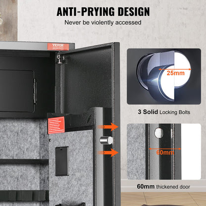 7-8 Rifles Vapenskåp, gevärsskåp med digital knappsats och lås, pistolförvaringsskåp för hagelgevär med inbyggt förvaringsskåp, flyttbar förvaringshylla för hemlångt vapen och pistoler