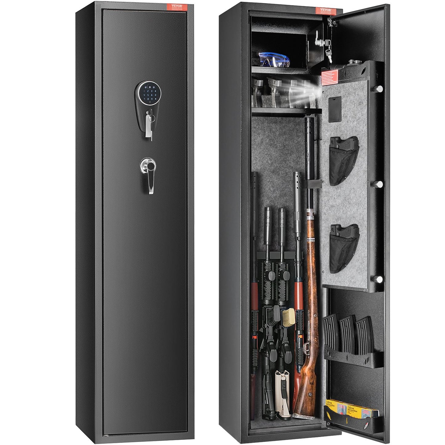 Gun Safe Rifle Safe med digital knappsats & lås 5 Rifles förvaringsskåp