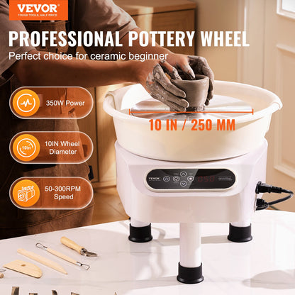 Pottery Wheel, 10 inch Pottery Forming Machine, Direct Drive Ceramic Wheel with 3 Support Legs for DIY Art Craft, 350W Electric Wheel for Pottery with Foot Pedal and LCD Touch Screen, White