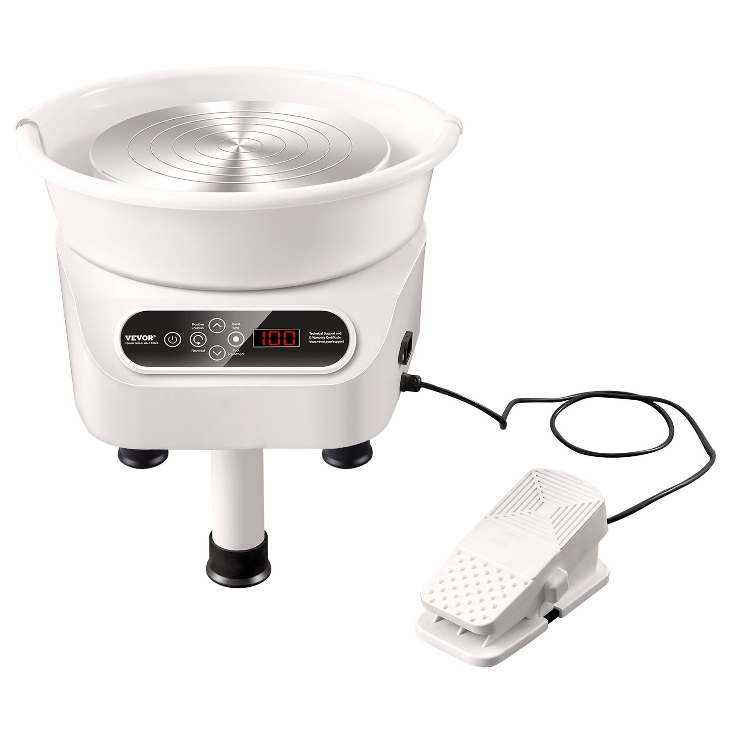 Pottery Wheel, 10 inch Pottery Forming Machine, Direct Drive Ceramic Wheel with 3 Support Legs for DIY Art Craft, 350W Electric Wheel for Pottery with Foot Pedal and LCD Touch Screen, White