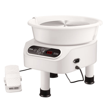Pottery Wheel 10in Keramisk hjulfotpedal Pekskärm 350W 3 Ben Vit