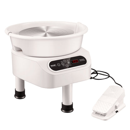 Pottery Wheel 10in Keramisk hjulfotpedal Pekskärm 350W 3 Ben Vit