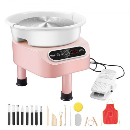 Pottery Wheel, 11 inch Pottery Forming Machine, Direct Drive Ceramic Wheel with 3 Support Legs for DIY Art Craft, 450W Electric Wheel for Pottery with Foot Pedal and LCD Touch Screen, Pink