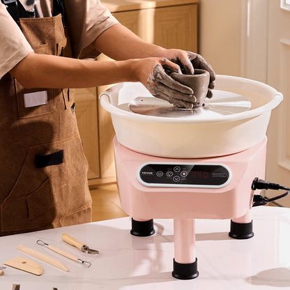 Pottery Wheel, 11 inch Pottery Forming Machine, Direct Drive Ceramic Wheel with 3 Support Legs for DIY Art Craft, 450W Electric Wheel for Pottery with Foot Pedal and LCD Touch Screen, Pink