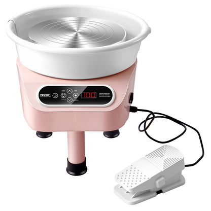 Pottery Wheel, 11 inch Pottery Forming Machine, Direct Drive Ceramic Wheel with 3 Support Legs for DIY Art Craft, 450W Electric Wheel for Pottery with Foot Pedal and LCD Touch Screen, Pink
