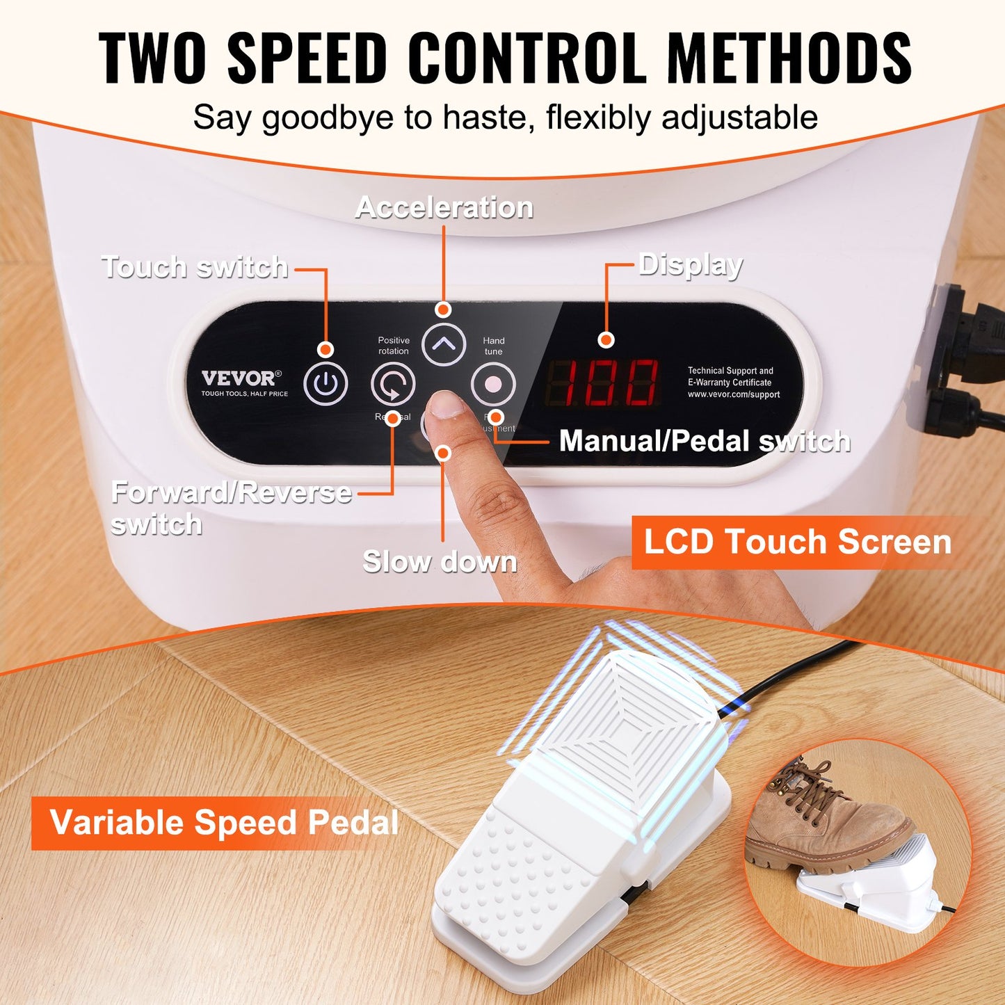 Pottery Wheel, 11 inch Pottery Forming Machine, 450W Electric Wheel for Pottery with Foot Pedal and LCD Touch Screen, Direct Drive Ceramic Wheel with 3 Support Legs for DIY Art Craft, White