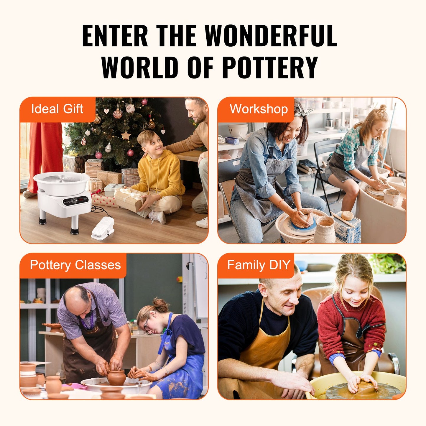 Pottery Wheel, 11 inch Pottery Forming Machine, 450W Electric Wheel for Pottery with Foot Pedal and LCD Touch Screen, Direct Drive Ceramic Wheel with 3 Support Legs for DIY Art Craft, White
