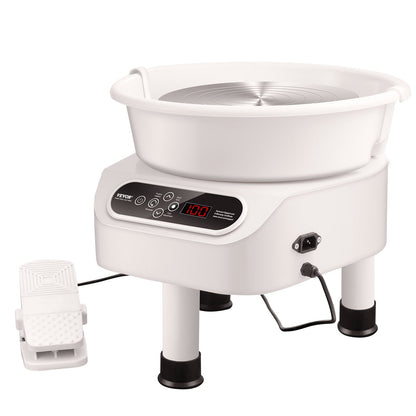 Töpferscheibe, 11 Zoll, Keramikrad, Fußpedal, Touchscreen, 450 W, 3 Beine, Weiß