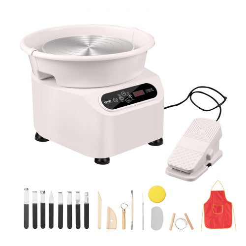 Pottery Wheel, Direct Drive Ceramic Wheel with Shaping Tools for DIY Art Craft, 10 inch Pottery Forming Machine, 350W Electric Wheel for Pottery with Foot Pedal and LCD Touch Screen, White
