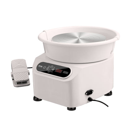 Pottery Wheel 11in Keramisk Wheel Fotpedal Pekskärmsförkläde 350W Vit