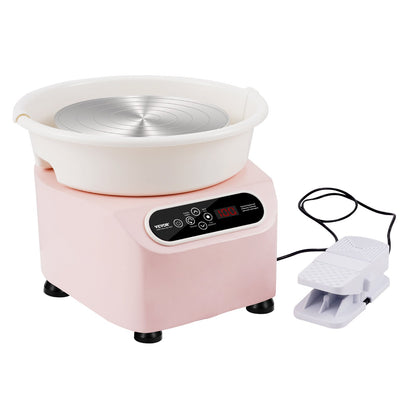 Töpferscheibe, 11 Zoll, Keramik-Rad, Fußpedal, Touchscreen, Schürze, 350 W, Rosa