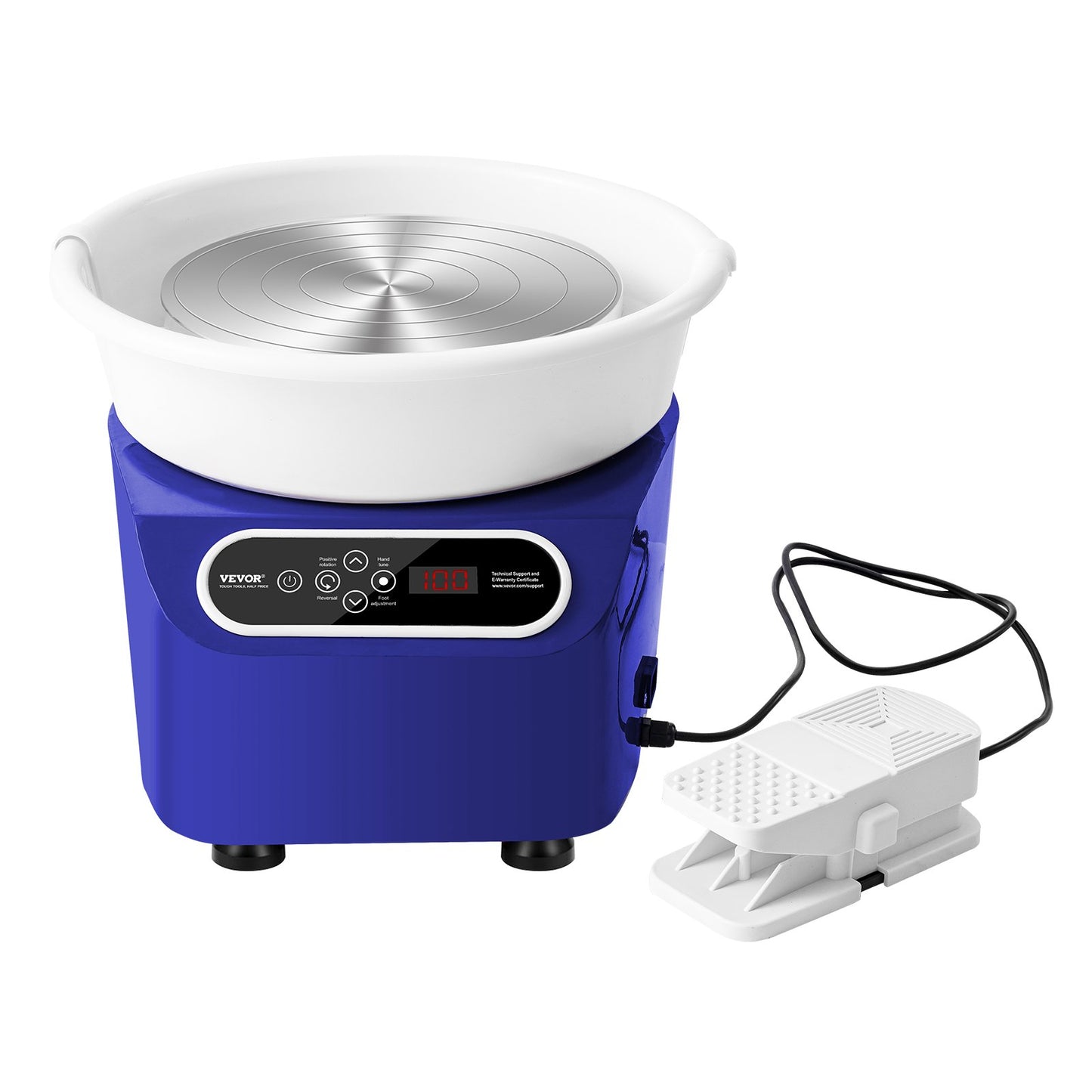 Töpferscheibe, 27,9 cm, Keramik-Rad, Fußpedal, Touchscreen, Schürze, 450 W, Blau