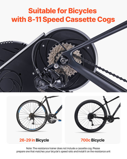 Bike Trainer, 1-13 Level, 26-29 in & 700C Wheels, Smart Bicycle Stationary Stand for Indoor Exercise Riding with Front Wheel Riser Block, Fits Road and Mountain Bikes, Compatible with Zwift App