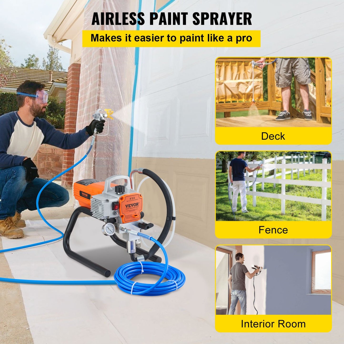 Högtrycksluftlös Väggfärg Spraypistol Sprayer 1500W Maskinsprutning