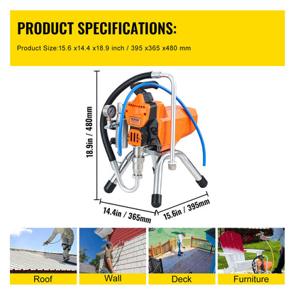 Högtrycksluftlös väggfärg Spraypistol Spraymaskin Maskinsprutning 2000w