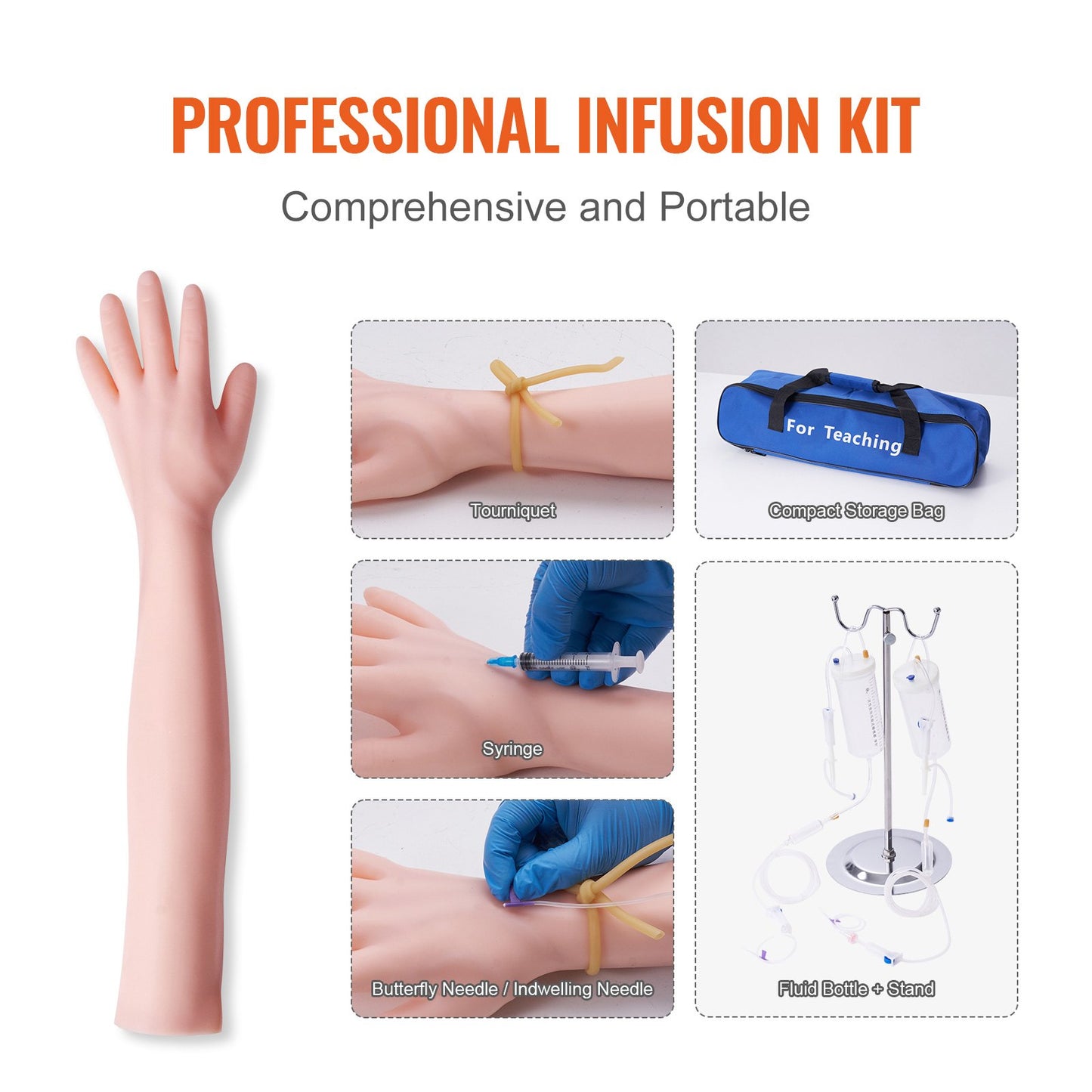 Phlebotomy Practice Kit, IV Venipuncture Intravenous Training Kit, High Simulation IV Practice Arm Kit with Carrying Case, Practice and Perfect IV Skills, for Students Nurses and Professionals
