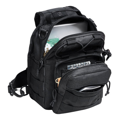 Taktische Schultertasche 10L Military Rover Schulter-Sling-Rucksack Schwarz