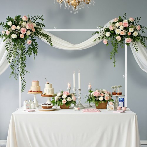 Over The Table Rod Stand with Clamps, 13"-42'' Tall & 28"-98" Length Adjustable, Metal Table Arch Stand, Tabletop Balloon Arch Frame for Wedding Birthday Party Christmas Decorations, White