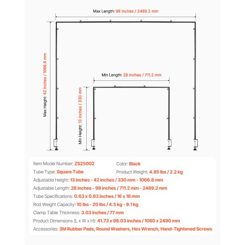 Överbordsstativ Bågram 28-98 tum Längd Justerbar Klämma Dekor |  EU