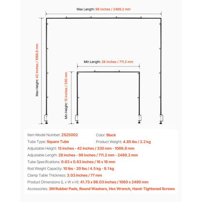Överbordsstativ Bågram 28-98 tum Längd Justerbar Klämma Dekor |  EU