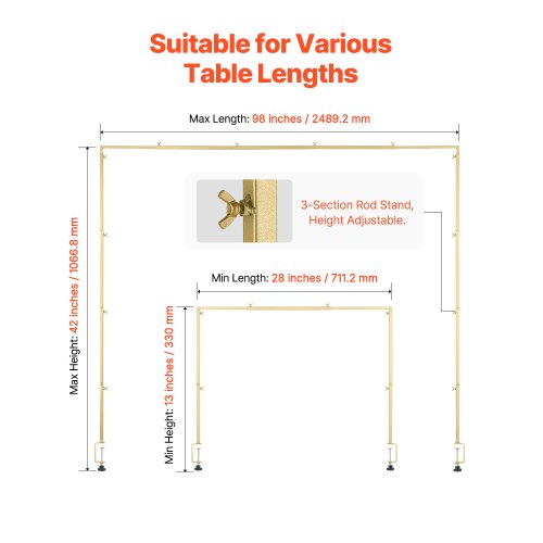 Tischstativ mit Klemmen 28"-98" L Verstellbares Tischstativ mit Bogen | EU