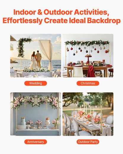 Over The Table Rod Stand with Clamps, 13"-42" Tall & 28"-98" Length Adjustable, Metal Table Arch Stand with Rattan, Tabletop Balloon Arch Frame for Wedding Birthday Christmas Decorations, Gold