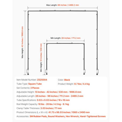 2 st över bordet stångstativ bågram 28-98 tum L justerbar klämma Décor |  EU