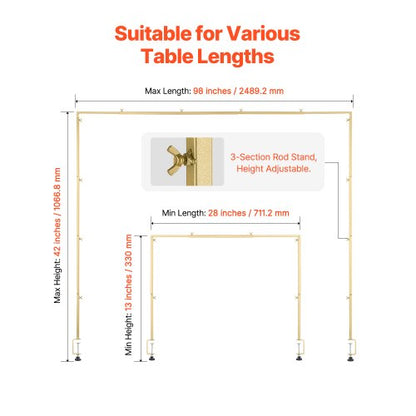 2-teiliger Ständer für Stangen über dem Tisch mit Klemme, Bogengestell, 61-98 cm, verstellbar | EU