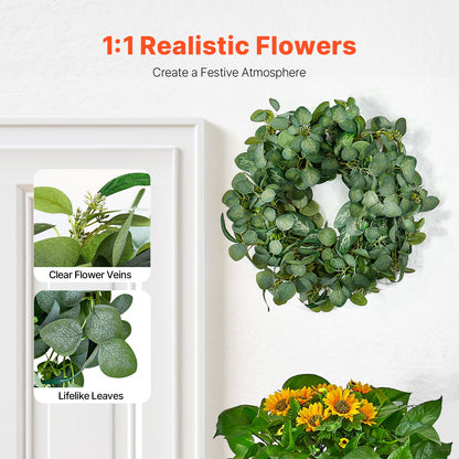 Artificial decorative wreath 26 in green eucalyptus leaves all year round