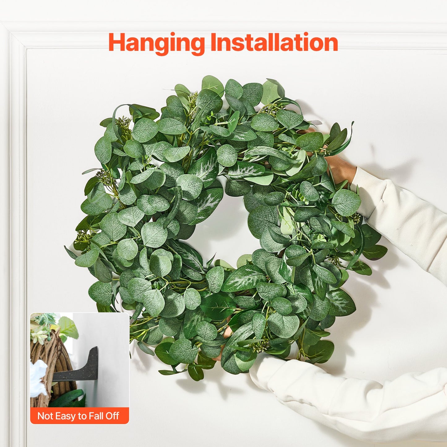 Artificial decorative wreath 26 in green eucalyptus leaves all year round