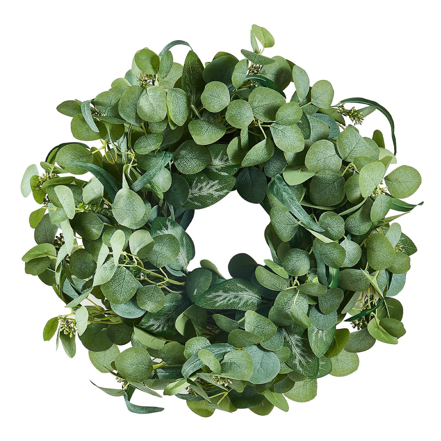 Artificial decorative wreath 26 in green eucalyptus leaves all year round