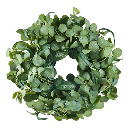 Artificial decorative wreath 26 in green eucalyptus leaves all year round