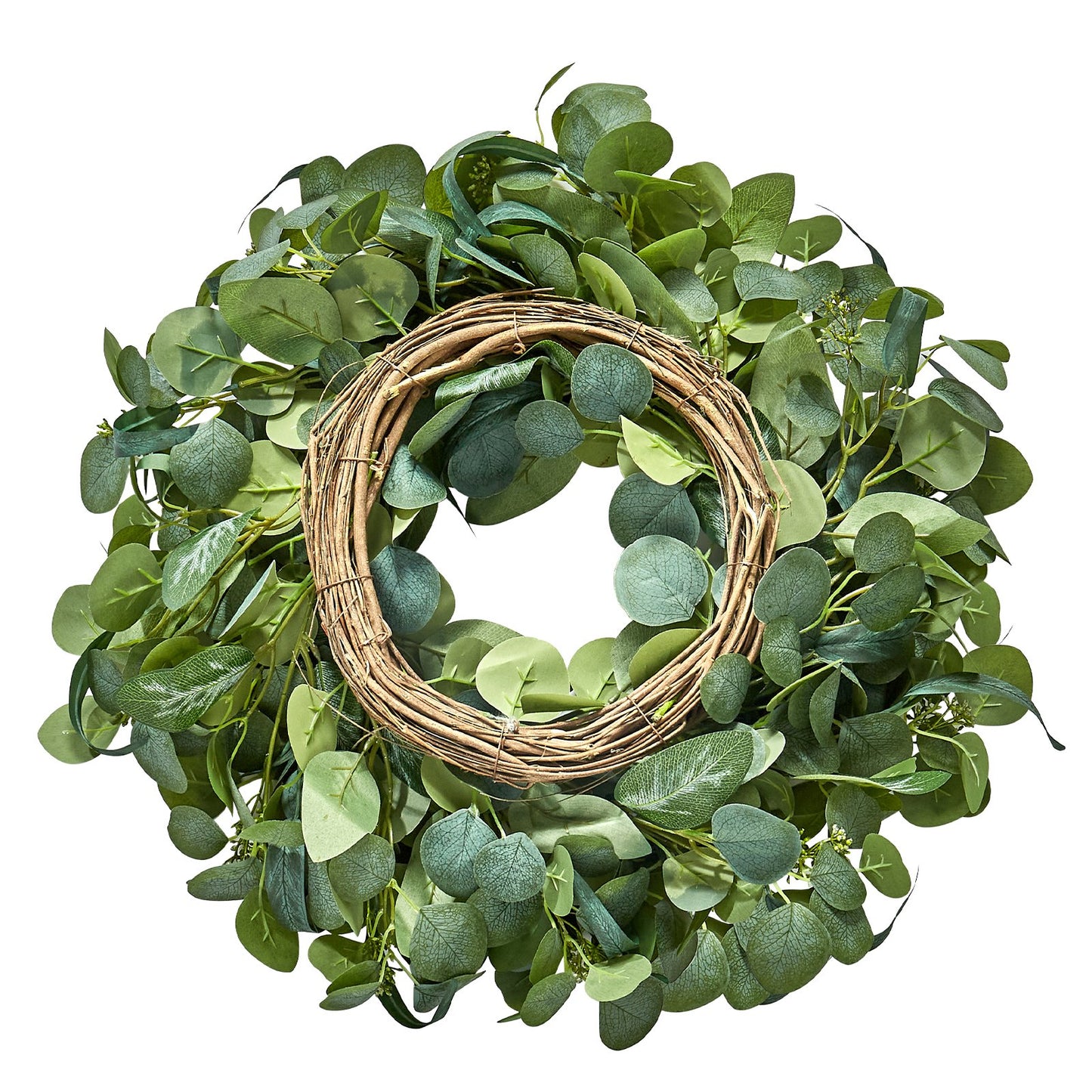 Artificial decorative wreath 26 in green eucalyptus leaves all year round