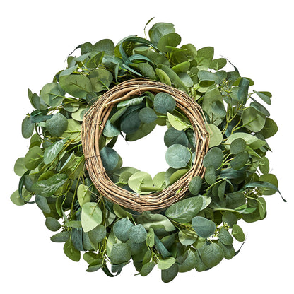 Artificial decorative wreath 26 in green eucalyptus leaves all year round