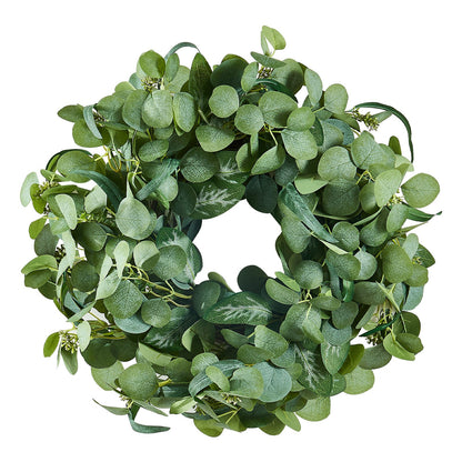 Artificial decorative wreath 26 in green eucalyptus leaves all year round